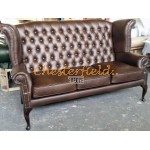 Chesterfield Queen 3-Sitzer Sofa Antikbraun A5