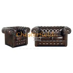 Classic 21 Antikbraun Chesterfield Garnitur