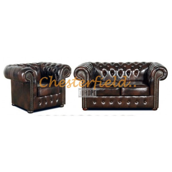 Classic 21 Antikbraun Chesterfield Garnitur