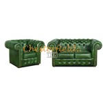 Classic 21 Antikgruen Chesterfield Garnitur