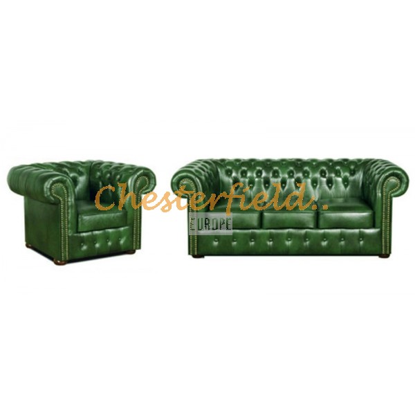 Classic 31 Antikgruen Chesterfield Garnitur