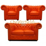 Classic 211 Orange Chesterfield Garnitur