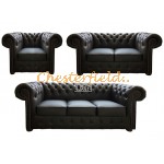 Classic 321 Schwarz Chesterfield Garnitur