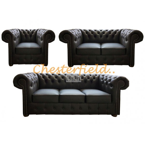 Classic 321 Schwarz Chesterfield Garnitur