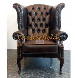 Queen Antikbraun (A5) Chesterfield Ohrensessel 