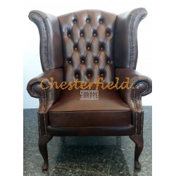 Queen Antikbraun (A5) Chesterfield Ohrensessel 