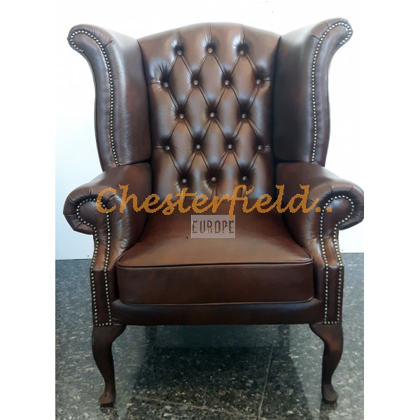 Queen Antikbraun (A5) Chesterfield Ohrensessel 