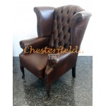 Queen Antikbraun (A5) Chesterfield Ohrensessel 