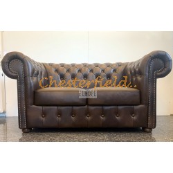Classic Antik mittelbraun 2-Sitzer Chesterfield Sofa 