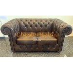 Classic  Antik mittelbraun 2-Sitzer Chesterfield Sofa 