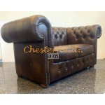 Classic XL Antik mittelbraun 2-Sitzer Chesterfield Sofa 