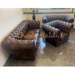 Classic 321 Antik mittelbraun Chesterfield Garnitur