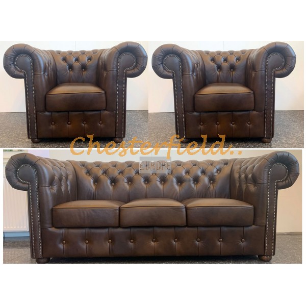 Classic 311 Antik mittelbraun Chesterfield Garnitur A5M