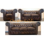 Classic 321 Antik mittelbraun Chesterfield Garnitur