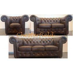 Classic 321 Antik mittelbraun Chesterfield Garnitur