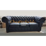 Classic Schwarz 3-Sitzer Chesterfield Sofa