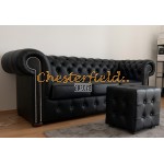 Classic XL Schwarz 3-Sitzer Chesterfield Sofa