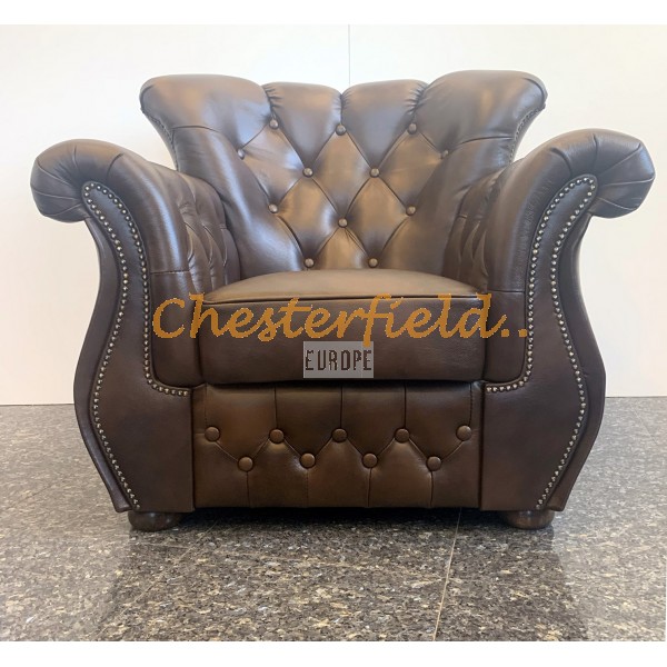 Chesterfield Monk Ledersessel,  Antikmittelbraun (A5M)