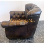 Chesterfield Monk Ledersessel,  Antikmittelbraun (A5M)