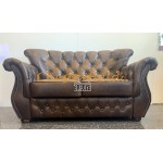 Monk Antikmittelbraun 2-Sitzer Chesterfield Sofa