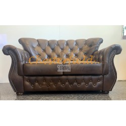Monk Antikmittelbraun 2-Sitzer Chesterfield Sofa (A5M)