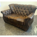 Monk Antikmittelbraun 2-Sitzer Chesterfield Sofa