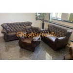 Monk 321 Antikmittelbraun Chesterfield Garnitur A5M