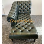 Recamiere Pompadour Chesterfield Rechtsseitig  A8 Antikgruen