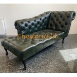 Recamiere Pompadour Chesterfield Rechtsseitig  A8 Antikgruen