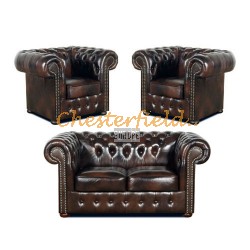 Classic 211 Antikbraun Chesterfield Garnitur