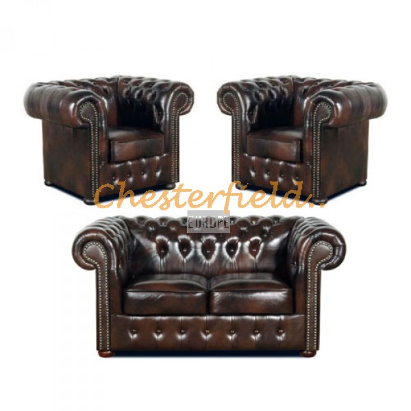 Classic 211 Antikbraun Chesterfield Garnitur