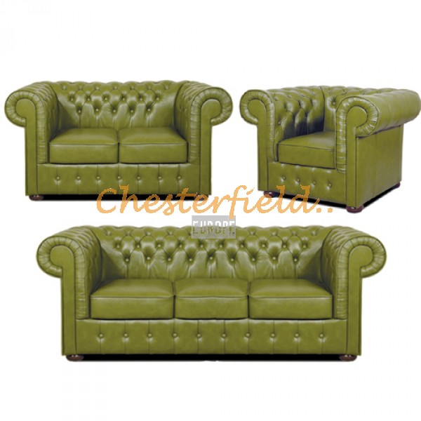 Mark 321 Olive Chesterfield Garnitur