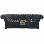 Windchester Schwarz 3-Sitzer Chesterfield Sofa