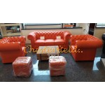 Classic Orange 2-Sitzer Chesterfield Sofa