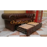 Classic Cognac 3er Chesterfield Schlafsofa