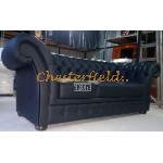 Windchester Schwarz 3-Sitzer Chesterfield Sofa