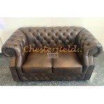 Windsor Antik Mittelbraun 2-Sitzer Chesterfield Sofa