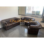 Windsor 321 Antik Mittelbraun Chesterfield Garnitur A5M