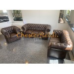 Windsor 321 Antik Mittelbraun Chesterfield Garnitur A5M