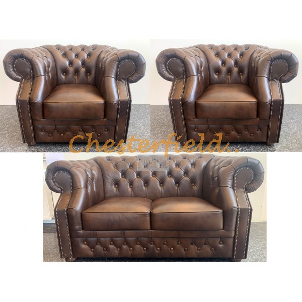 Windsor 211 Antik MIttelbraun Chesterfield Garnitur (A5M)