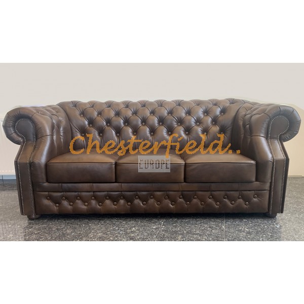 Windsor Antik MIttelbraun 3-Sitzer Chesterfield Sofa (A5M)