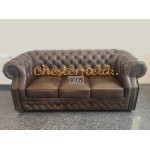 Windsor Antik MIttelbraun 3-Sitzer Chesterfield Sofa (A5M)