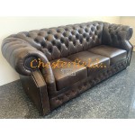 Windsor Antik MIttelbraun 3-Sitzer Chesterfield Sofa (A5M)