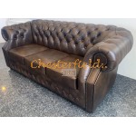 Windsor Antik MIttelbraun 3-Sitzer Chesterfield Sofa (A5M)