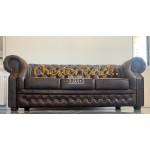 Windsor Antik MIttelbraun 3-Sitzer Chesterfield Sofa (A5M)