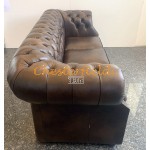 Windsor Antik MIttelbraun 3-Sitzer Chesterfield Sofa (A5M)