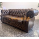 Windsor Antik MIttelbraun 3-Sitzer Chesterfield Sofa (A5M)